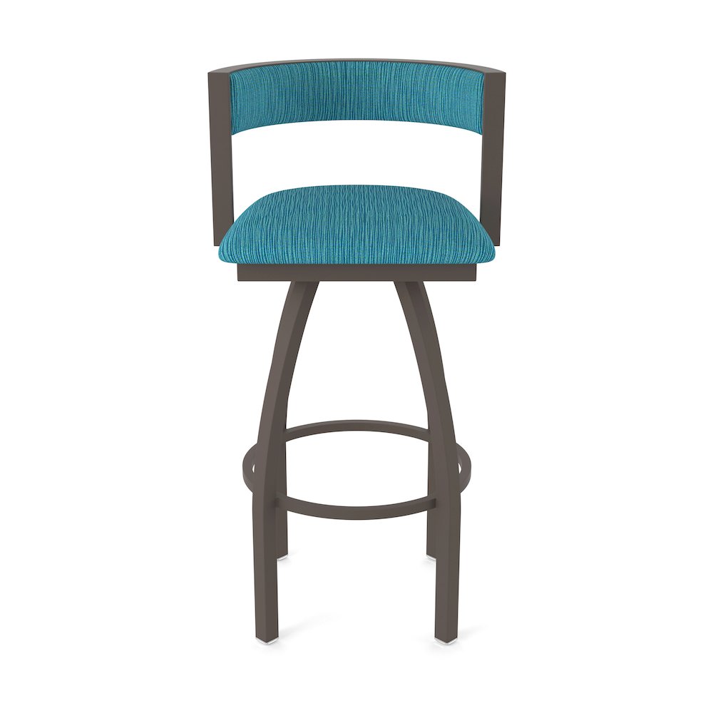 Swivel Counter Stool with Bronze Finish and Graph Tidal Seat and Back. Picture 5