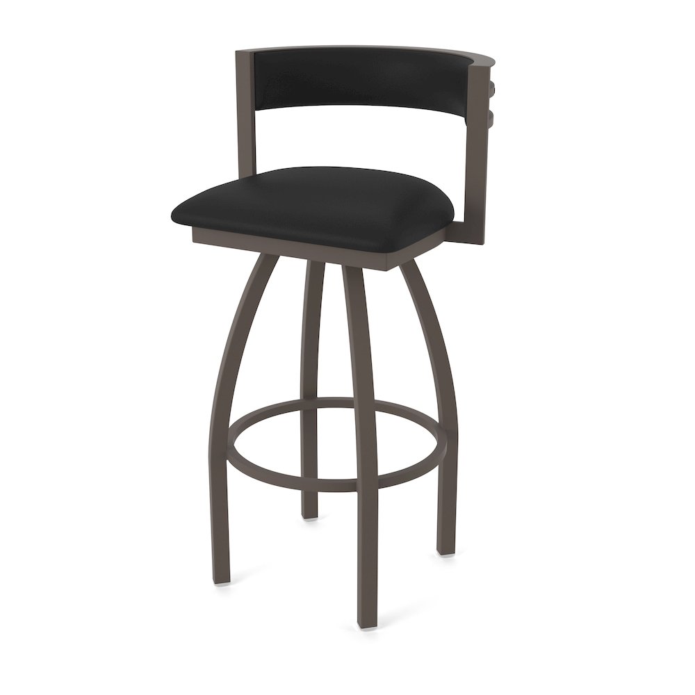 Swivel Counter Stool with Bronze Finish and Black Vinyl Seat and Back. Picture 1