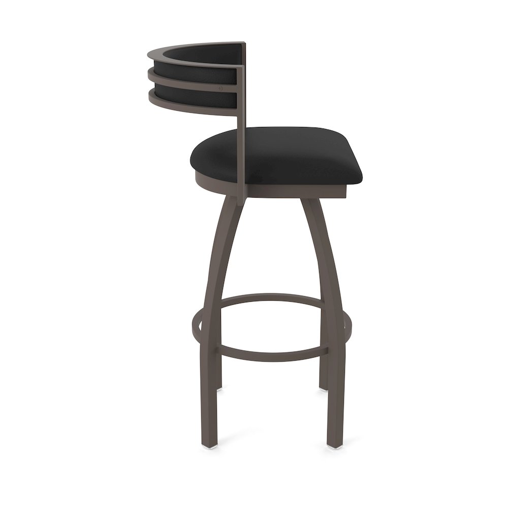 Swivel Counter Stool with Bronze Finish and Black Vinyl Seat and Back. Picture 4