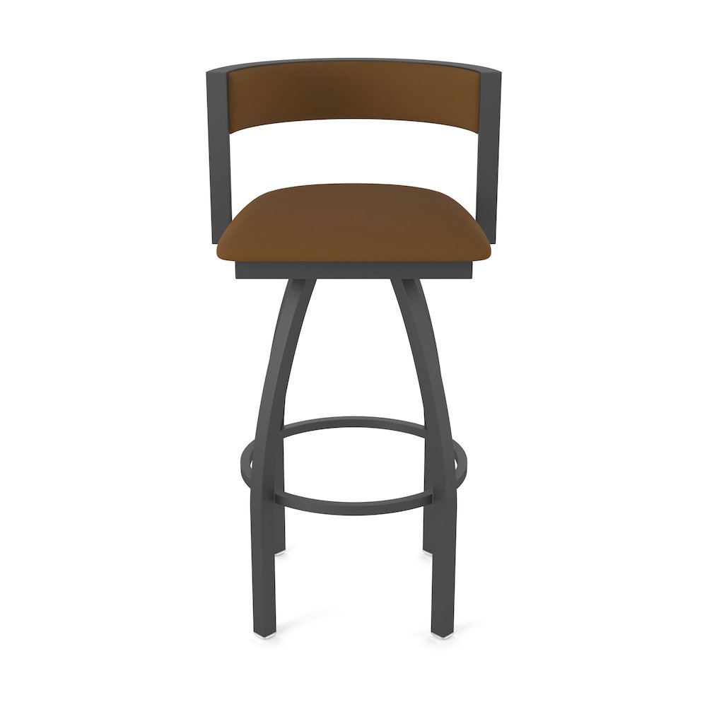 Swivel Counter Stool with Pewter Finish and Canter Thatch Seat and Back. Picture 5