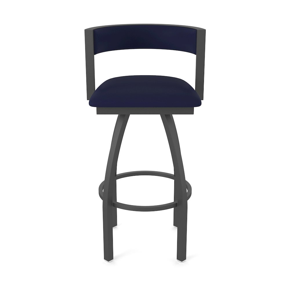 Swivel Counter Stool with Pewter Finish and Canter Twilight Seat and Back. Picture 5