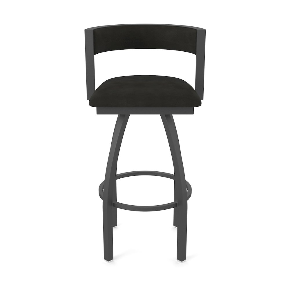 Swivel Counter Stool with Pewter Finish and Canter Espresso Seat and Back. Picture 5