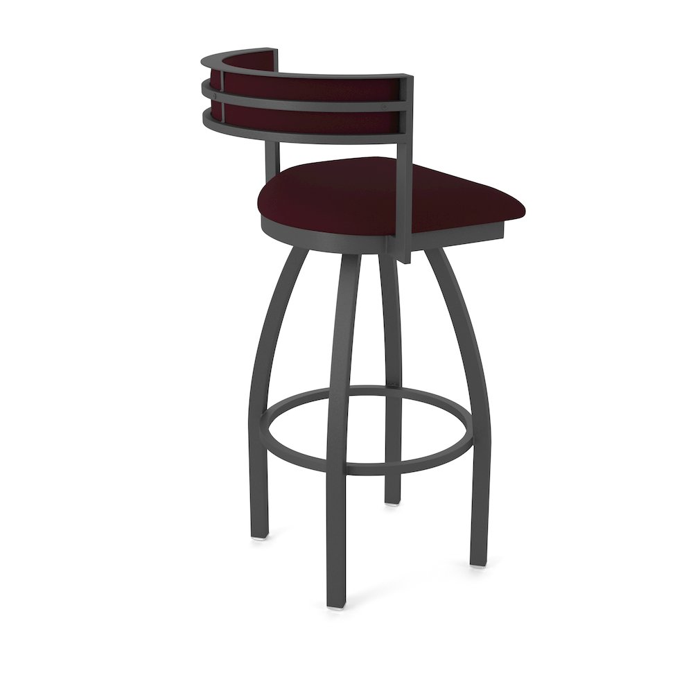 Swivel Counter Stool with Pewter Finish and Canter Bordeaux Seat and Back. Picture 2
