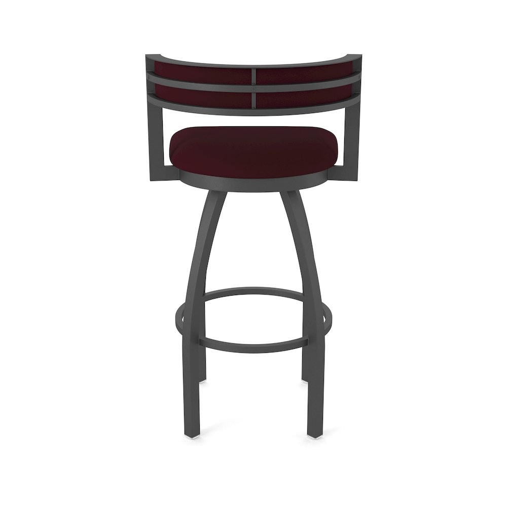 Swivel Counter Stool with Pewter Finish and Canter Bordeaux Seat and Back. Picture 6