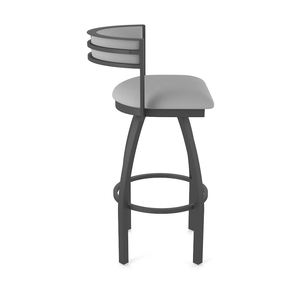 Swivel Counter Stool with Pewter Finish and Canter Folkstone Grey Seat and Back. Picture 4