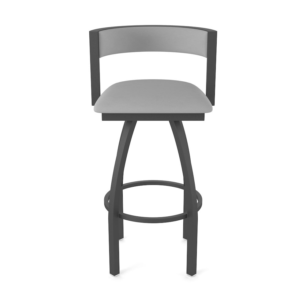 Swivel Counter Stool with Pewter Finish and Canter Folkstone Grey Seat and Back. Picture 5
