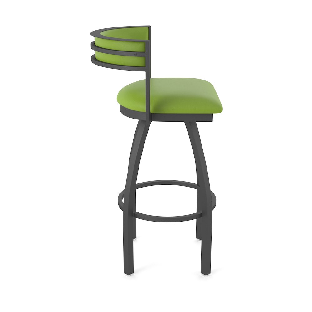 Swivel Counter Stool with Pewter Finish and Canter Kiwi Green Seat and Back. Picture 4