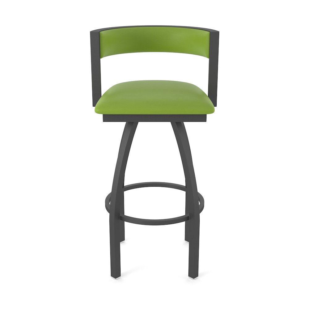 Swivel Counter Stool with Pewter Finish and Canter Kiwi Green Seat and Back. Picture 5