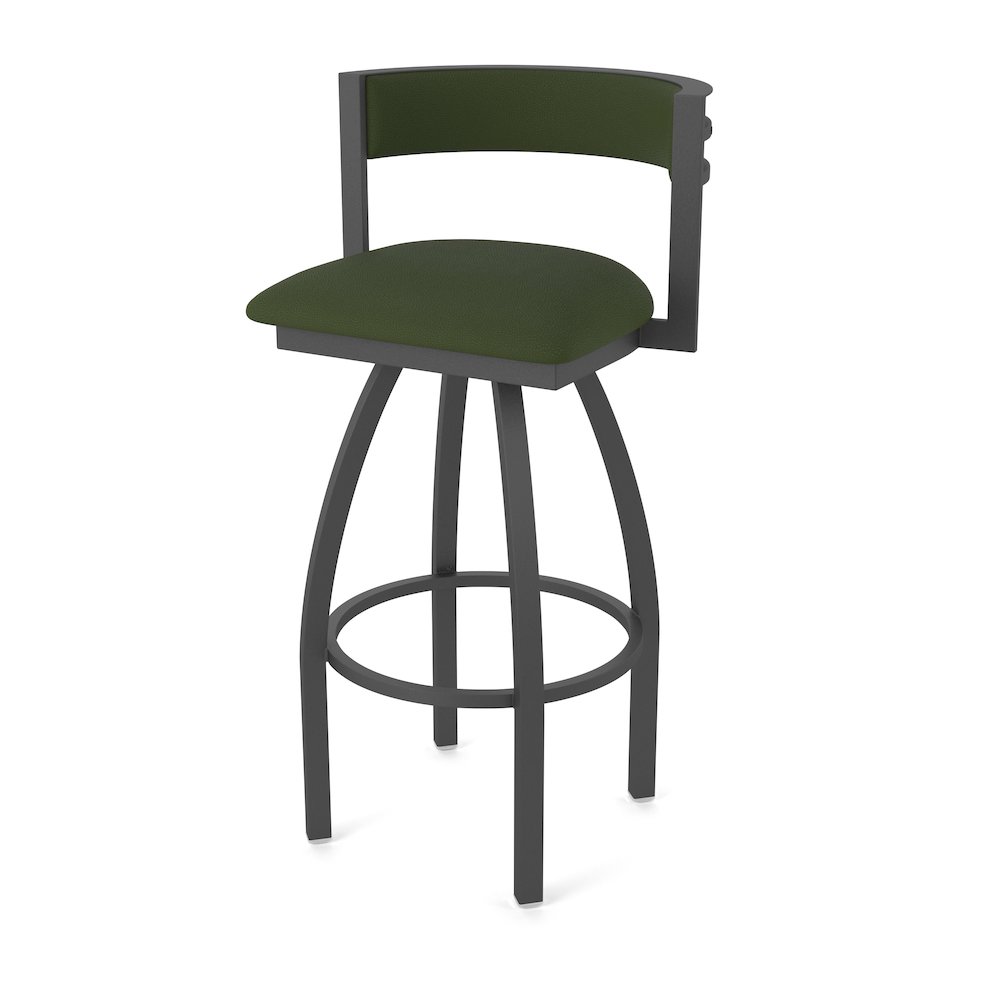 Swivel Counter Stool with Pewter Finish and Canter Pine Seat and Back. Picture 1
