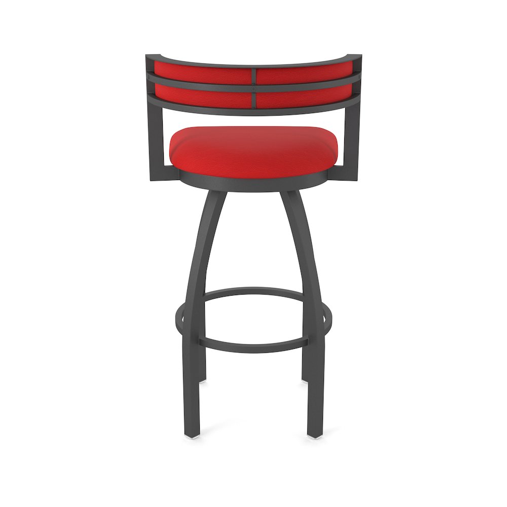 Swivel Counter Stool with Pewter Finish and Canter Red Seat and Back. Picture 6