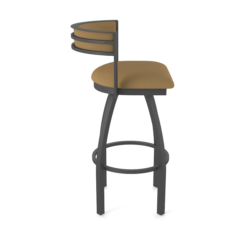 Swivel Counter Stool with Pewter Finish and Canter Saddle Seat and Back. Picture 4