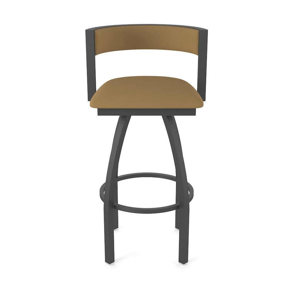 Swivel Counter Stool with Pewter Finish and Canter Saddle Seat and Back. Picture 5