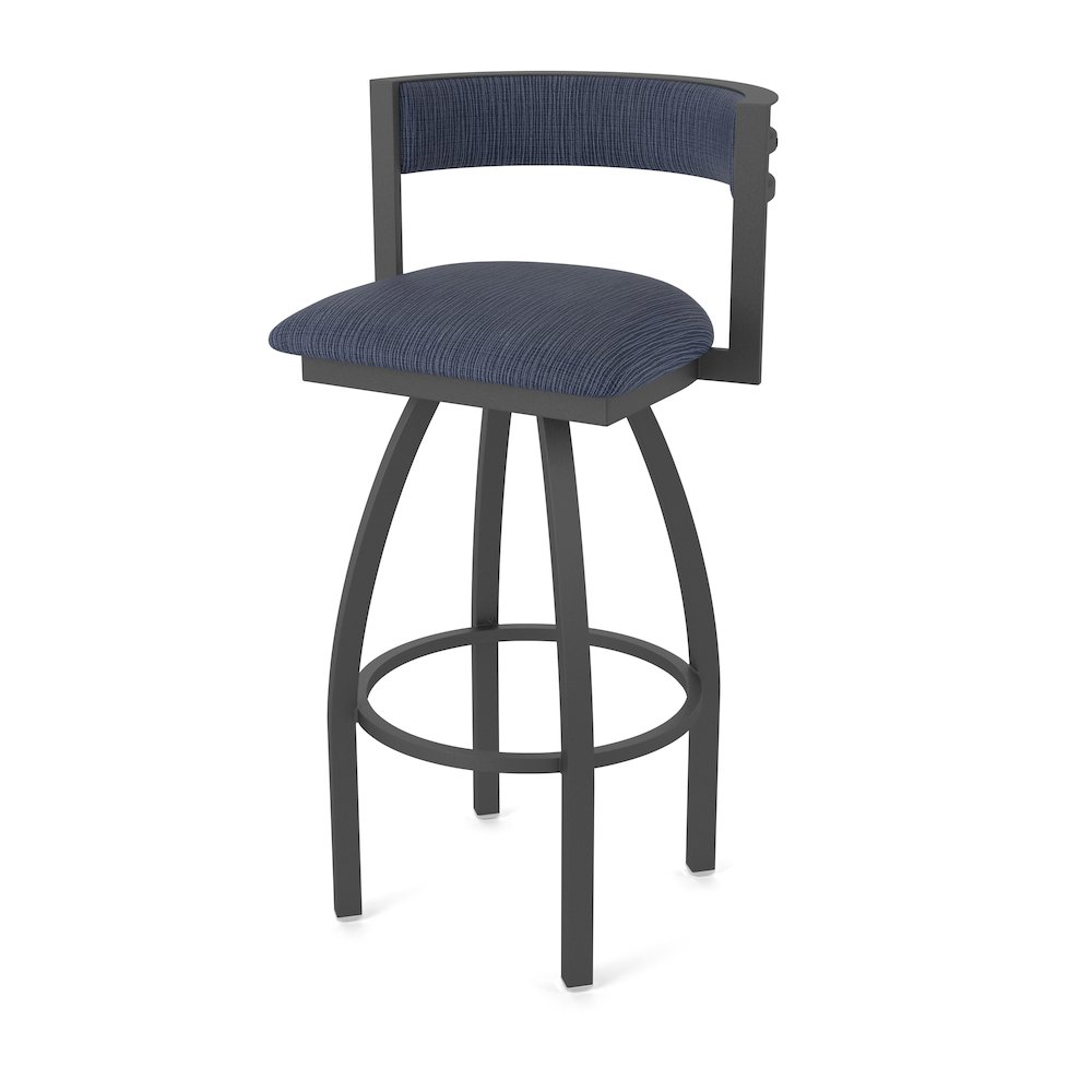 Swivel Counter Stool with Pewter Finish and Graph Anchor Seat and Back. Picture 1