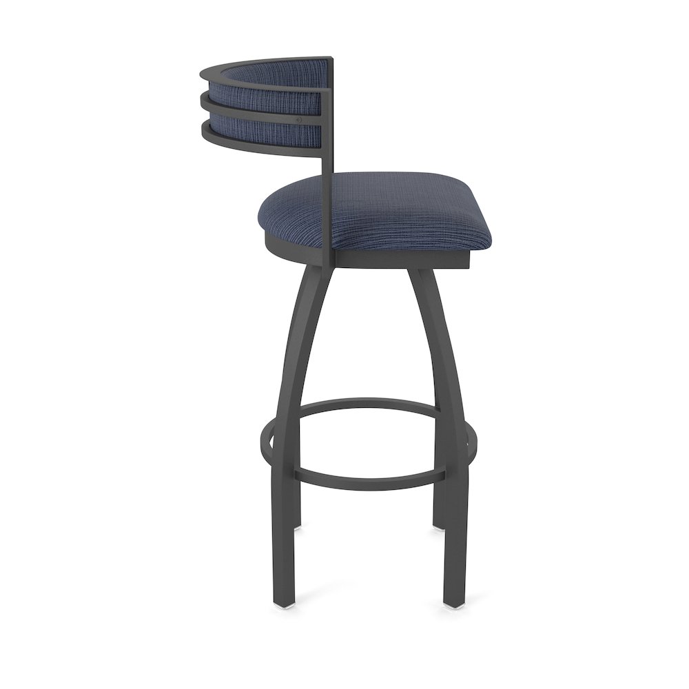 Swivel Counter Stool with Pewter Finish and Graph Anchor Seat and Back. Picture 4