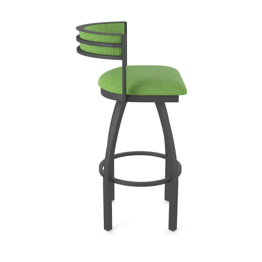 Swivel Counter Stool with Pewter Finish and Graph Parrot Seat and Back. Picture 4