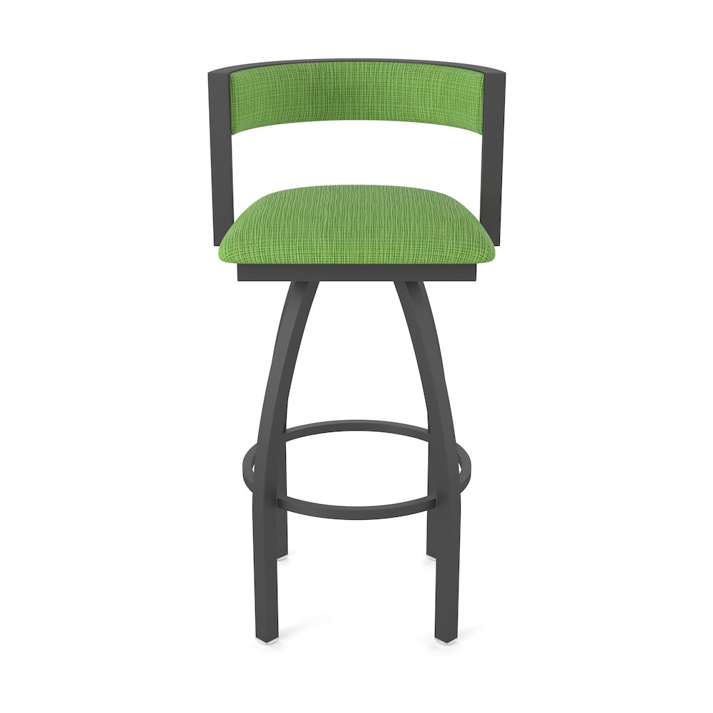 Swivel Counter Stool with Pewter Finish and Graph Parrot Seat and Back. Picture 5