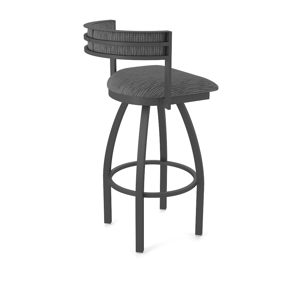 Swivel Counter Stool with Pewter Finish and Graph Coal Seat and Back. Picture 2