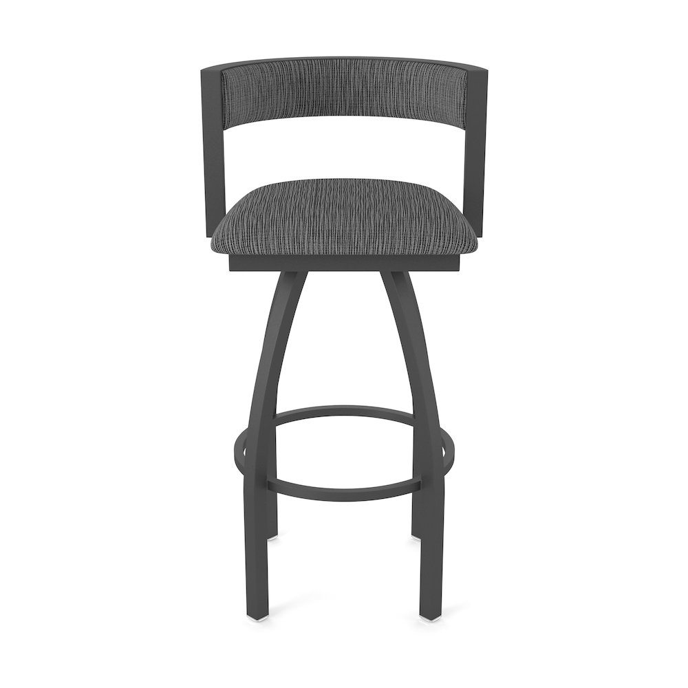 Swivel Counter Stool with Pewter Finish and Graph Coal Seat and Back. Picture 5