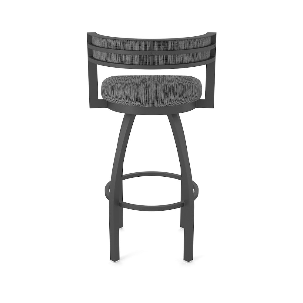 Swivel Counter Stool with Pewter Finish and Graph Coal Seat and Back. Picture 6