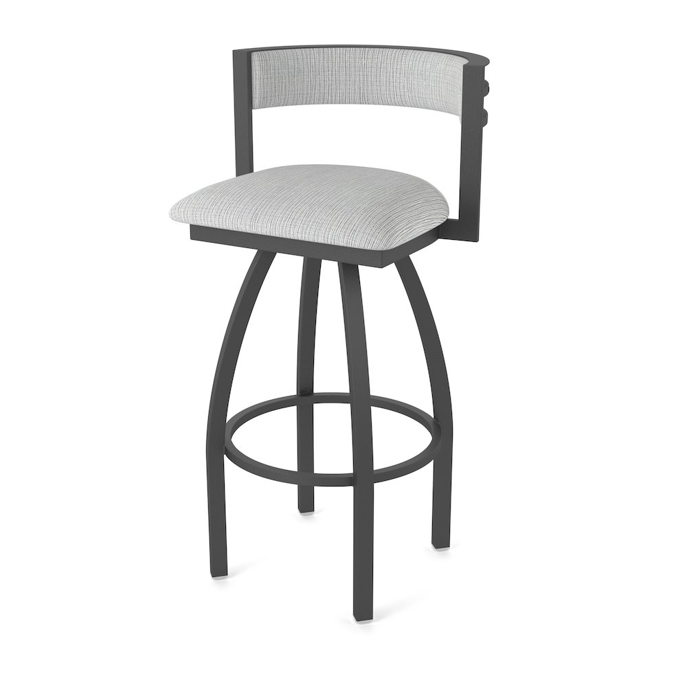 Swivel Counter Stool with Pewter Finish and Graph Alpine Seat and Back. Picture 1