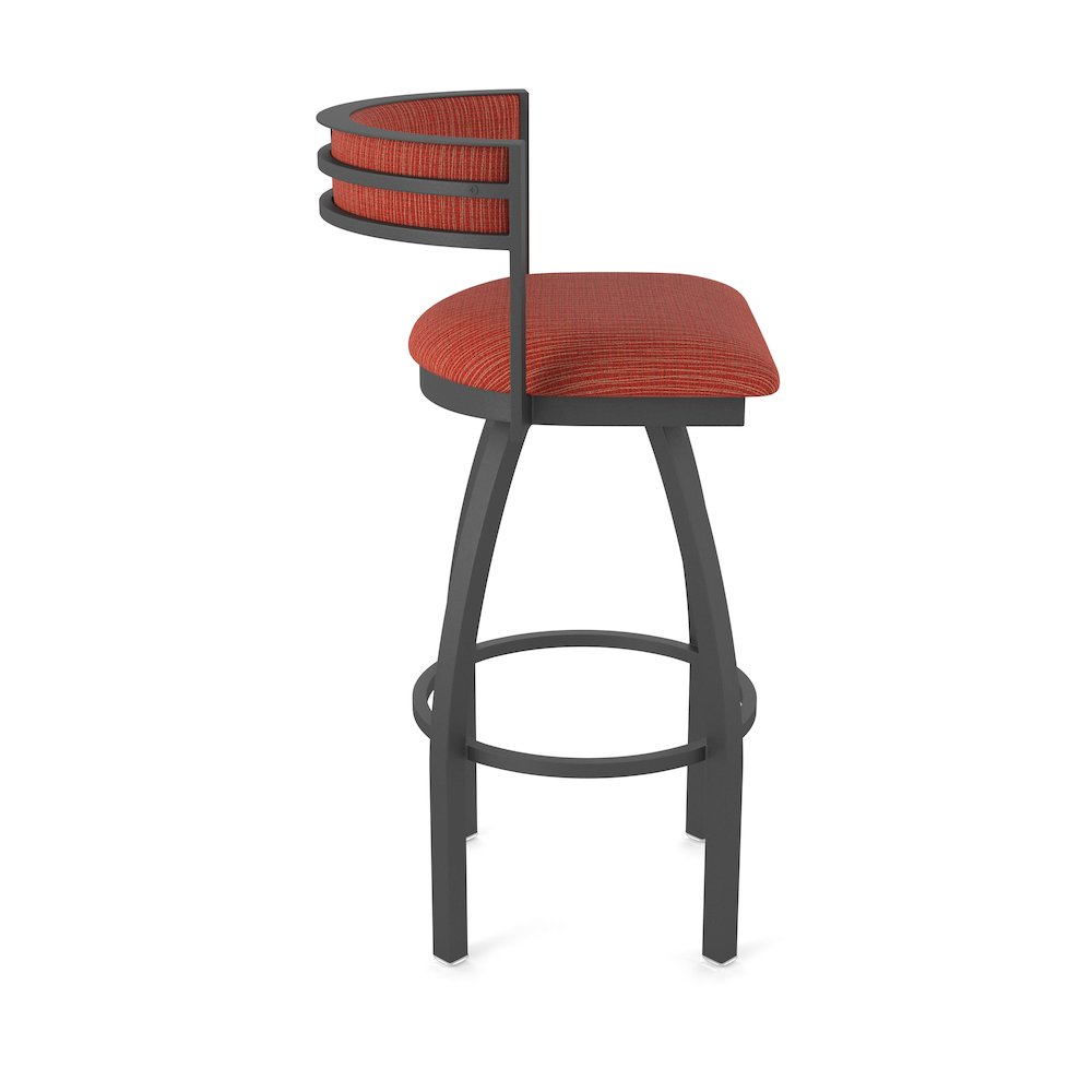 Swivel Counter Stool with Pewter Finish and Graph Poppy Seat and Back. Picture 4