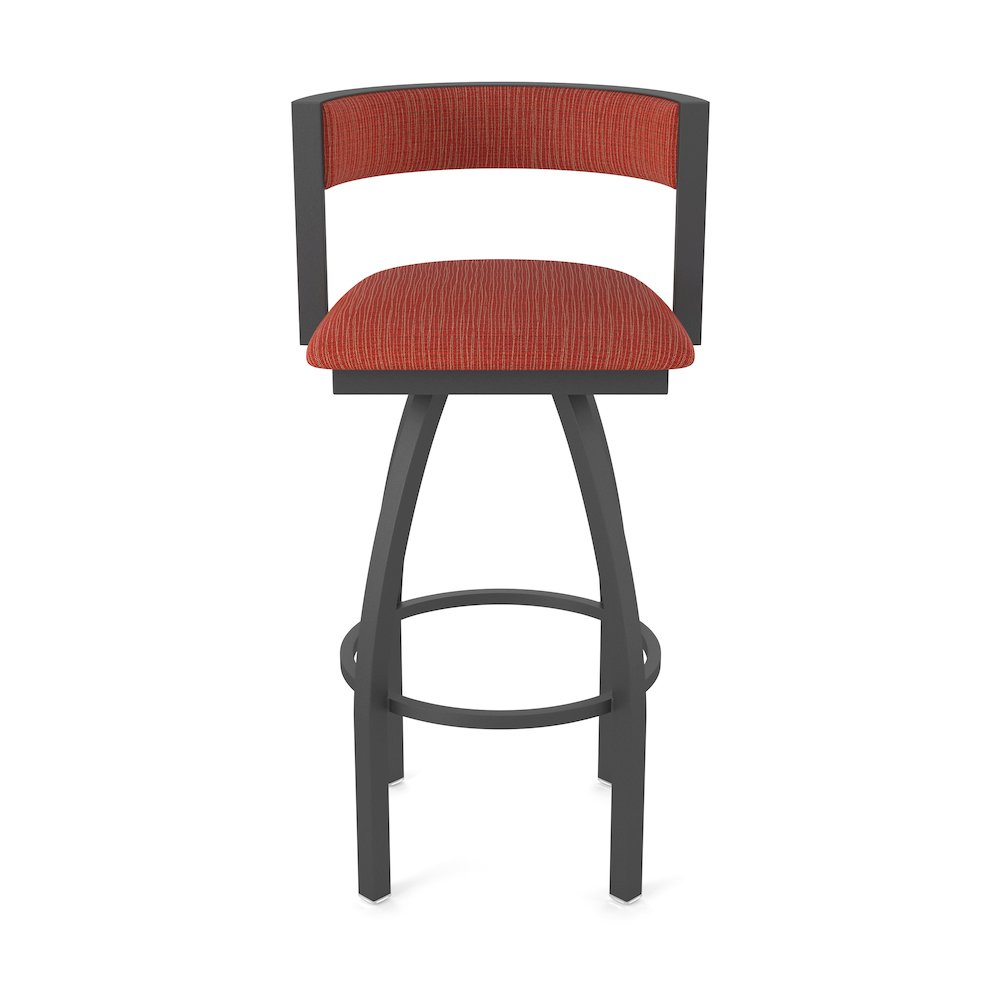 Swivel Counter Stool with Pewter Finish and Graph Poppy Seat and Back. Picture 5