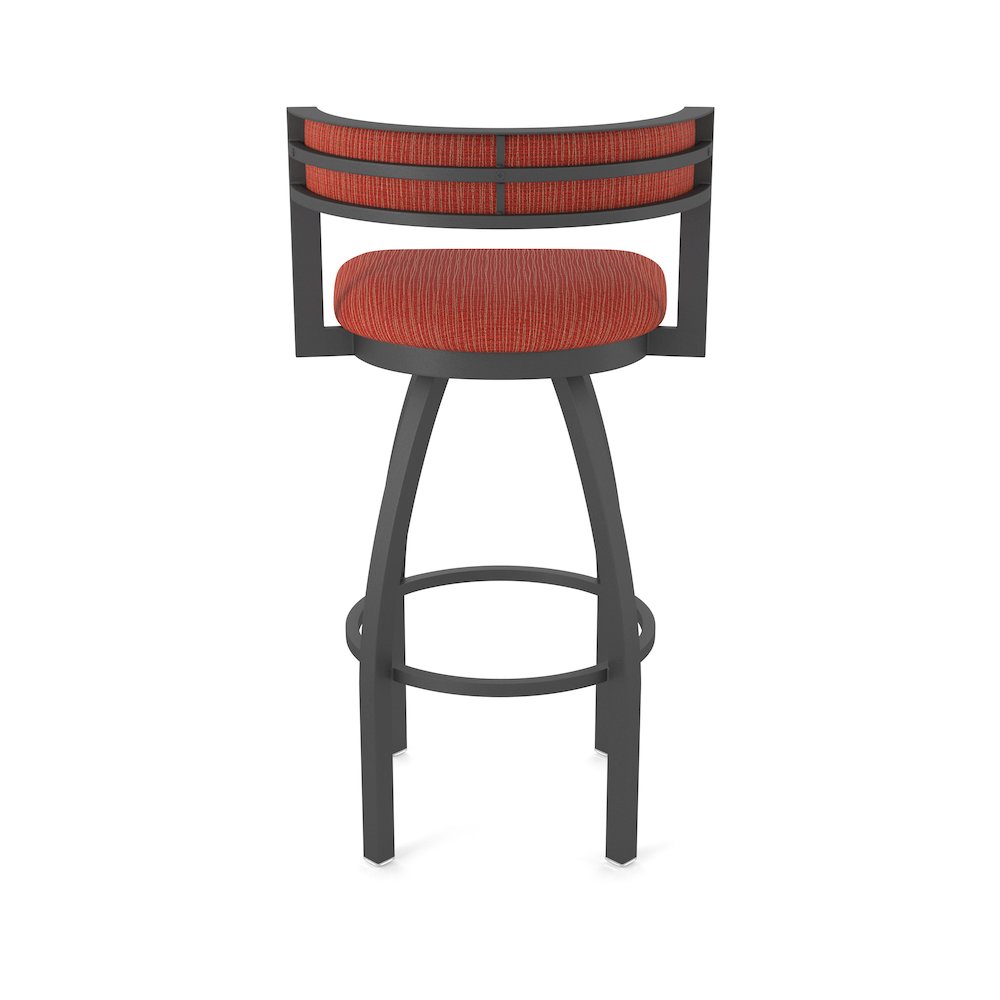 Swivel Counter Stool with Pewter Finish and Graph Poppy Seat and Back. Picture 6