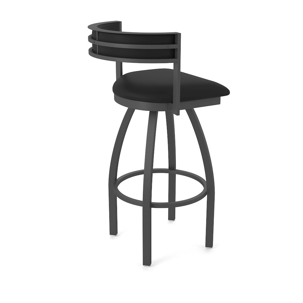 Swivel Counter Stool with Pewter Finish and Black Vinyl Seat and Back. Picture 2