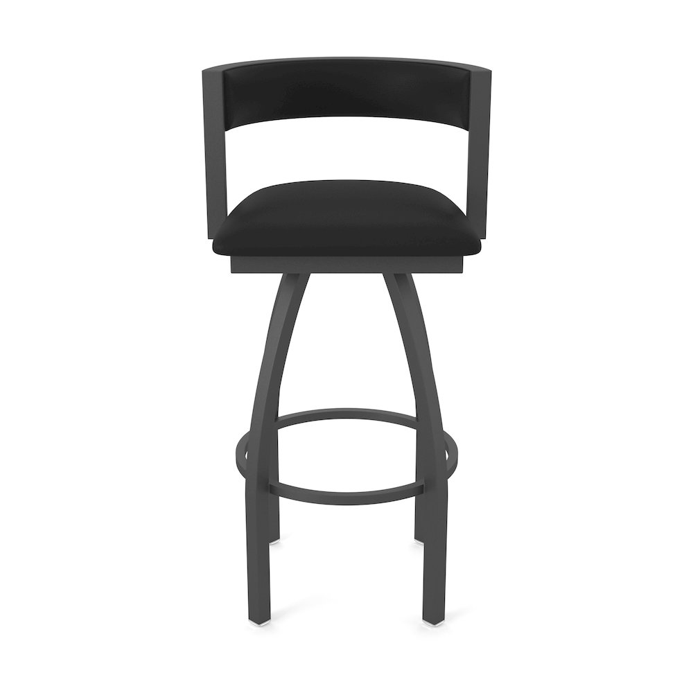 Swivel Counter Stool with Pewter Finish and Black Vinyl Seat and Back. Picture 5