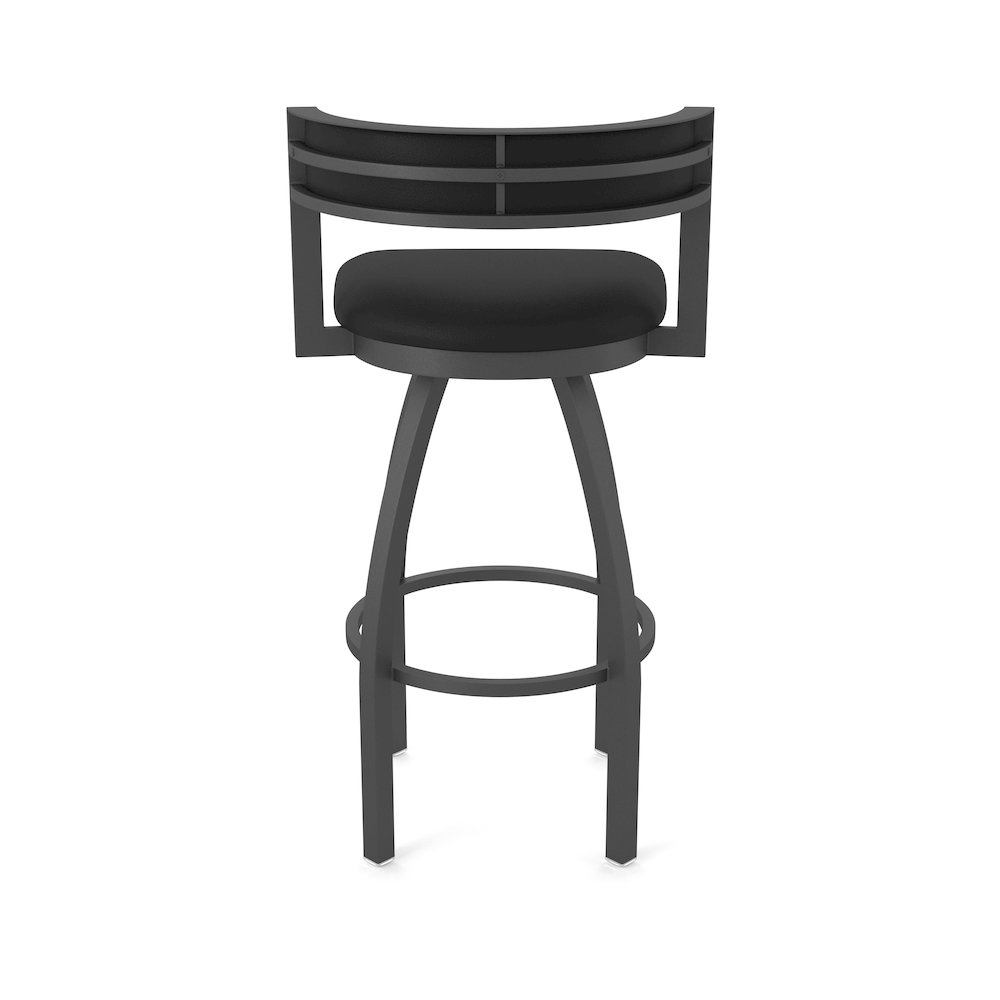 Swivel Counter Stool with Pewter Finish and Black Vinyl Seat and Back. Picture 6