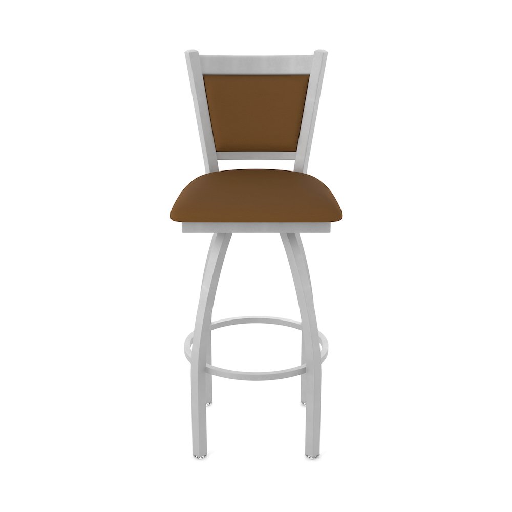 Swivel Counter Stool with Anodized Nickel Finish and Canter Thatch Seat and Back. Picture 5