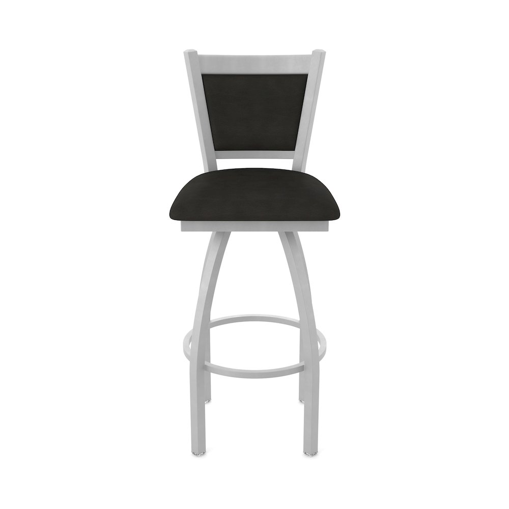 Swivel Counter Stool with Anodized Nickel Finish and Canter Espresso Seat. Picture 5