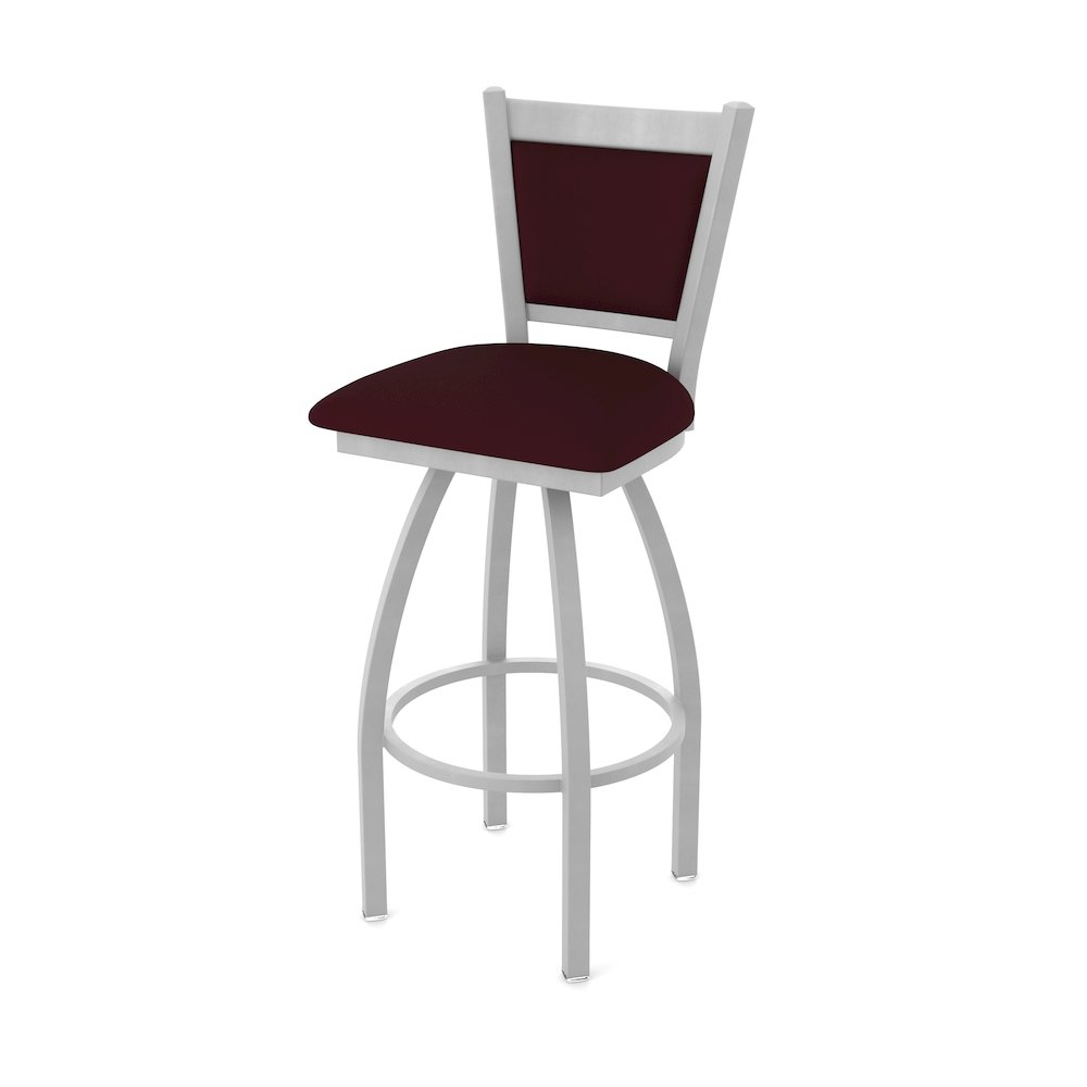 Swivel Counter Stool with Anodized Nickel Finish and Canter Bordeaux Seat. Picture 1