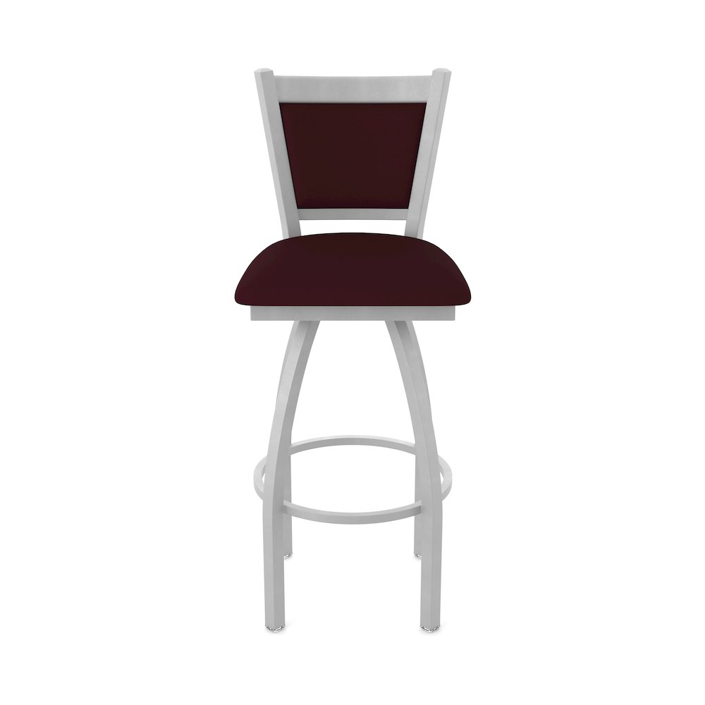 Swivel Counter Stool with Anodized Nickel Finish and Canter Bordeaux Seat. Picture 5