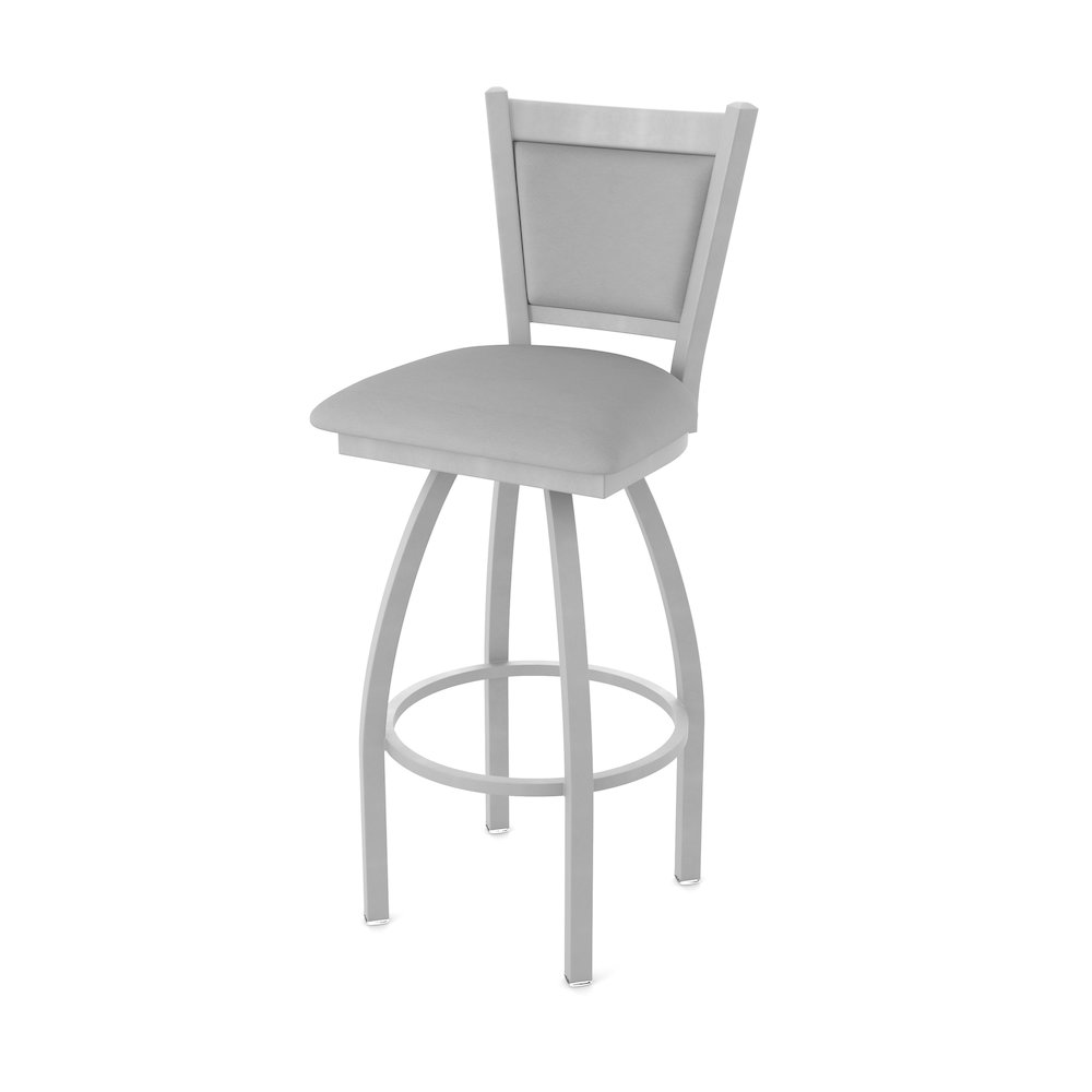 Swivel Counter Stool with Anodized Nickel Finish and Canter Folkstone Grey Seat. Picture 1