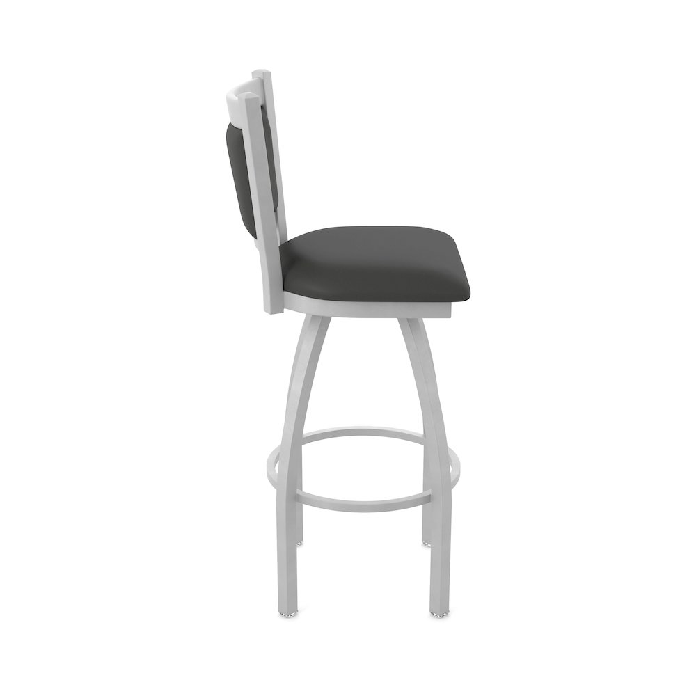 Swivel Counter Stool with Anodized Nickel Finish and Canter Iron Seat and Back. Picture 4