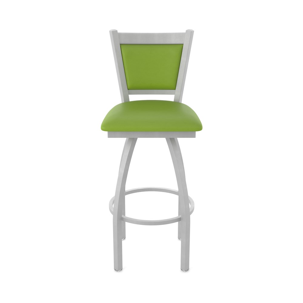 Swivel Counter Stool with Anodized Nickel Finish and Canter Kiwi Green Seat. Picture 5