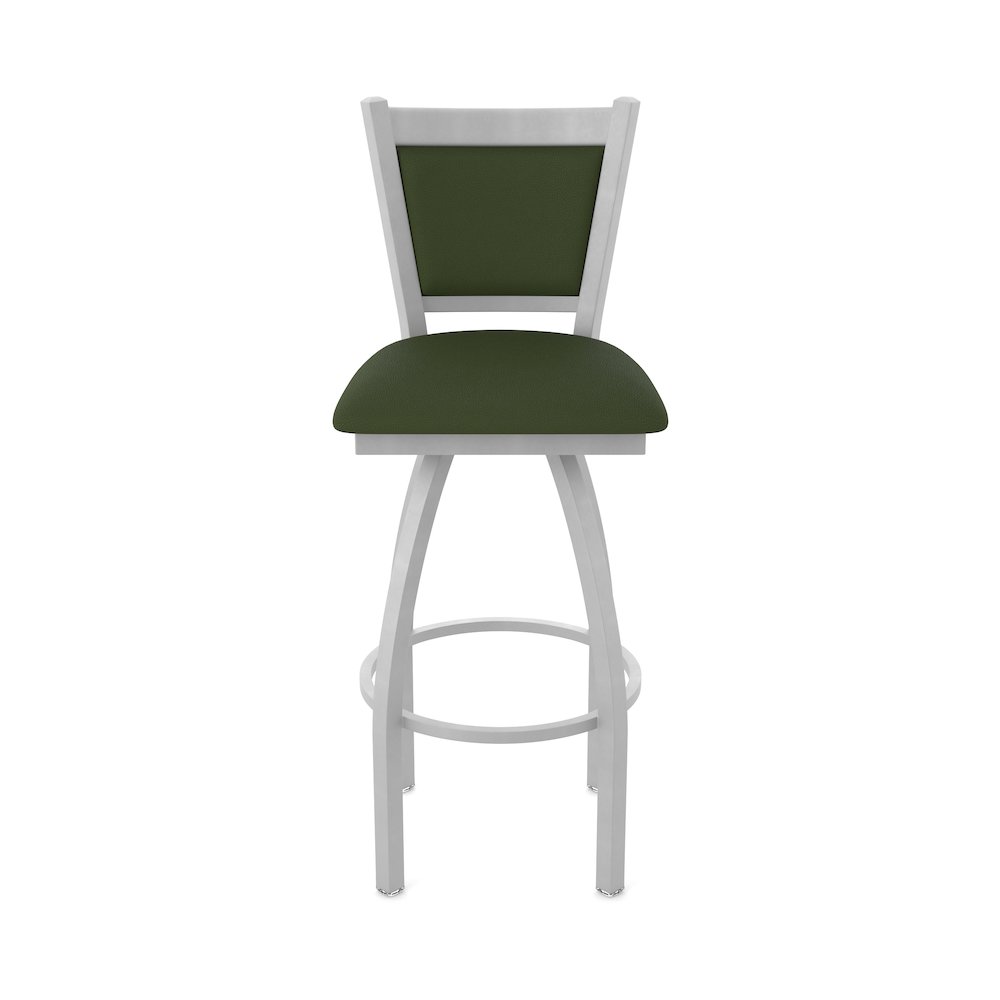 Swivel Counter Stool with Anodized Nickel Finish and Canter Pine Seat and Back. Picture 5