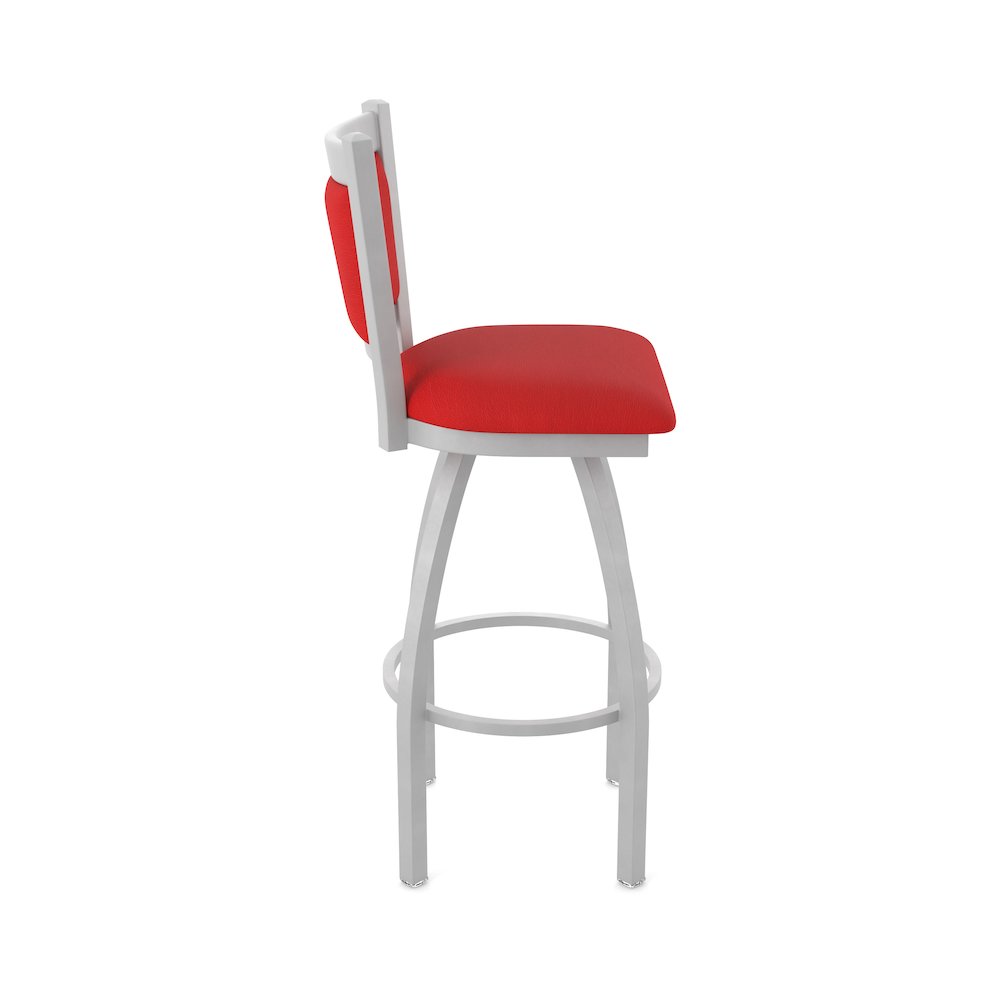 Swivel Counter Stool with Anodized Nickel Finish and Canter Red Seat and Back. Picture 4