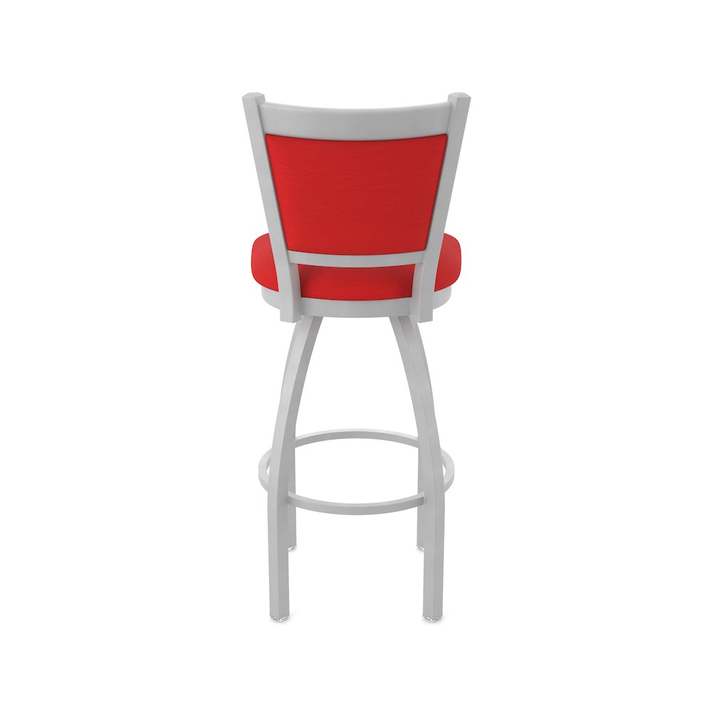 Swivel Counter Stool with Anodized Nickel Finish and Canter Red Seat and Back. Picture 6