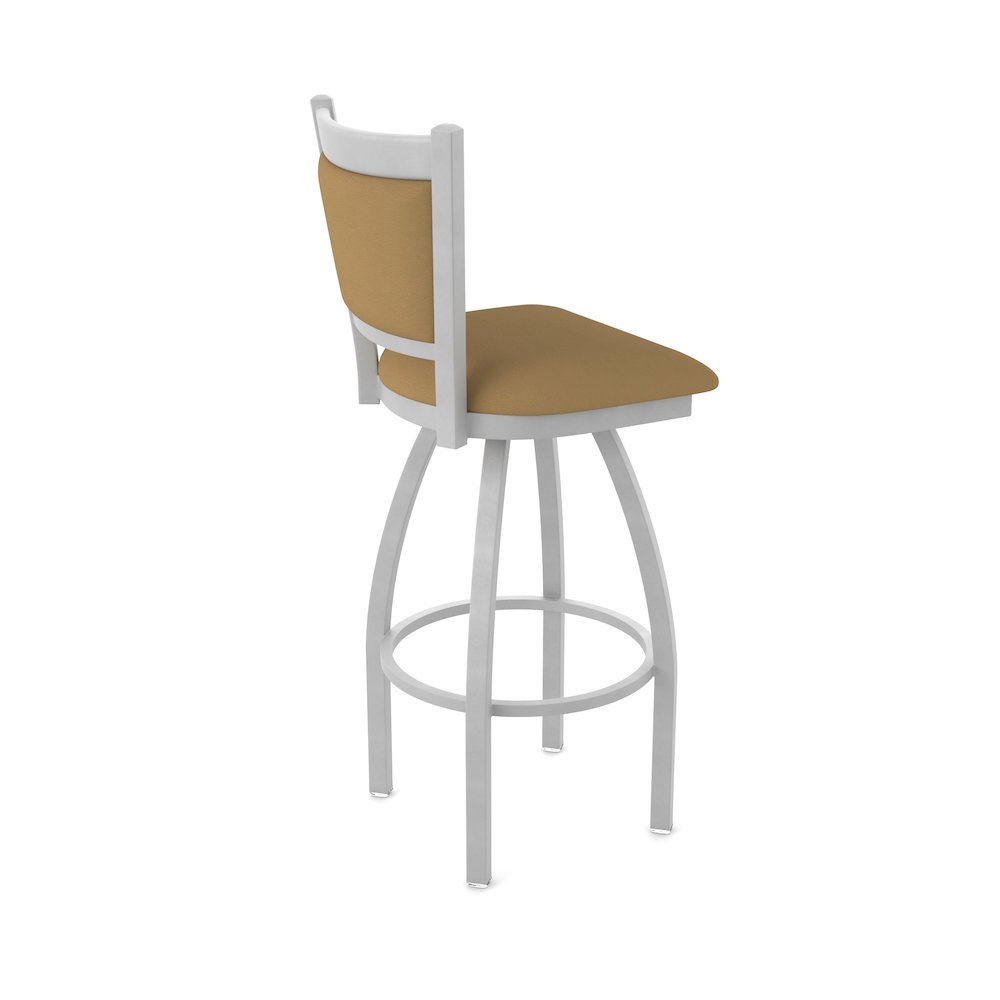 Swivel Counter Stool with Anodized Nickel Finish and Canter Saddle Seat and Back. Picture 2