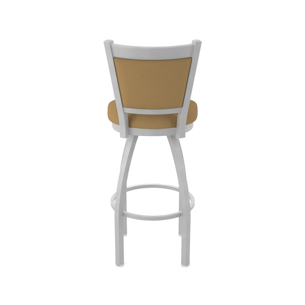 Swivel Counter Stool with Anodized Nickel Finish and Canter Saddle Seat and Back. Picture 6