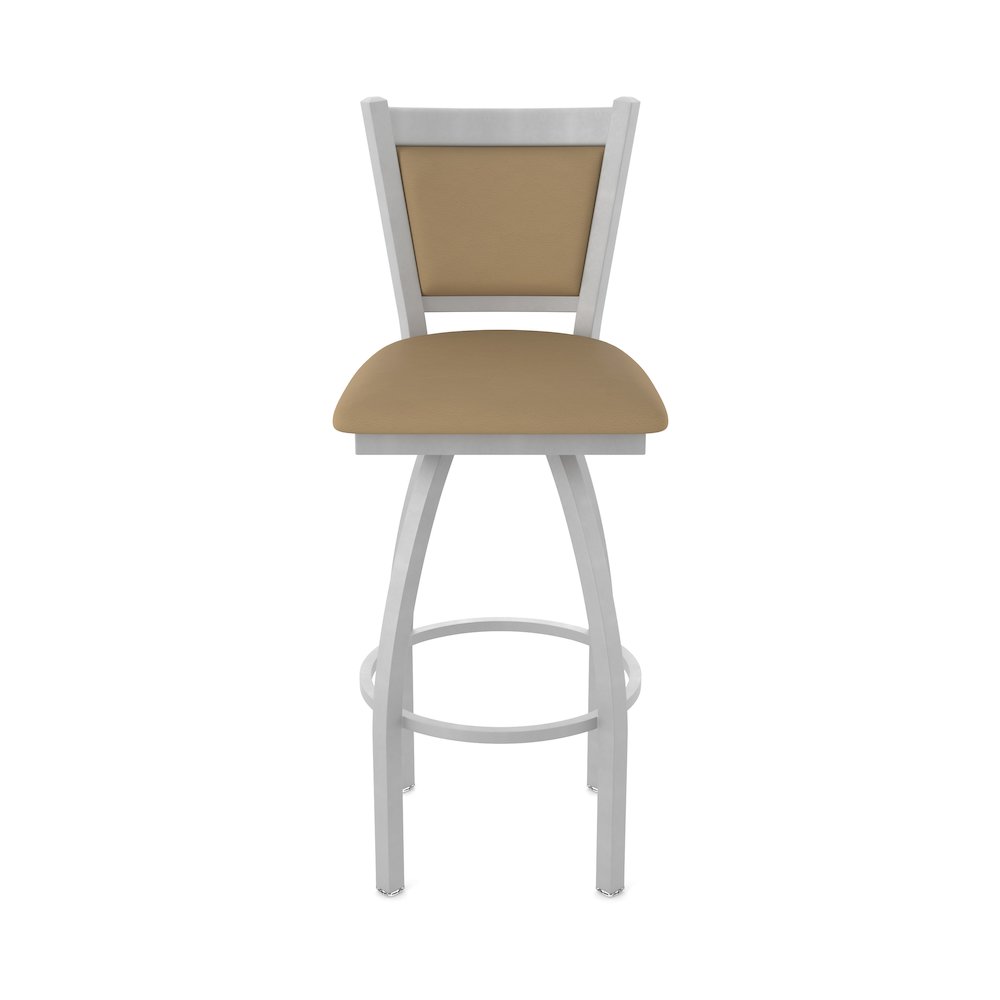 Swivel Counter Stool with Anodized Nickel Finish and Canter Sand Seat and Back. Picture 5
