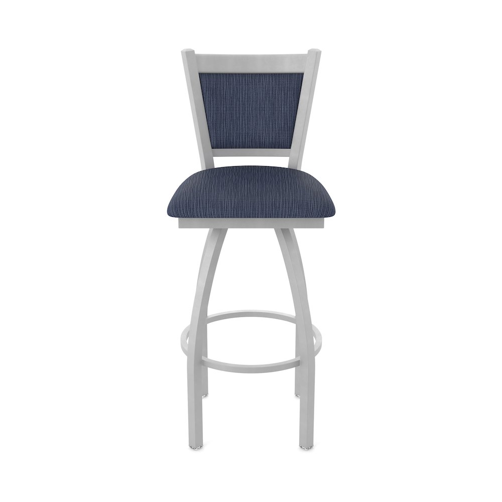 Swivel Counter Stool with Anodized Nickel Finish and Graph Anchor Seat and Back. Picture 5