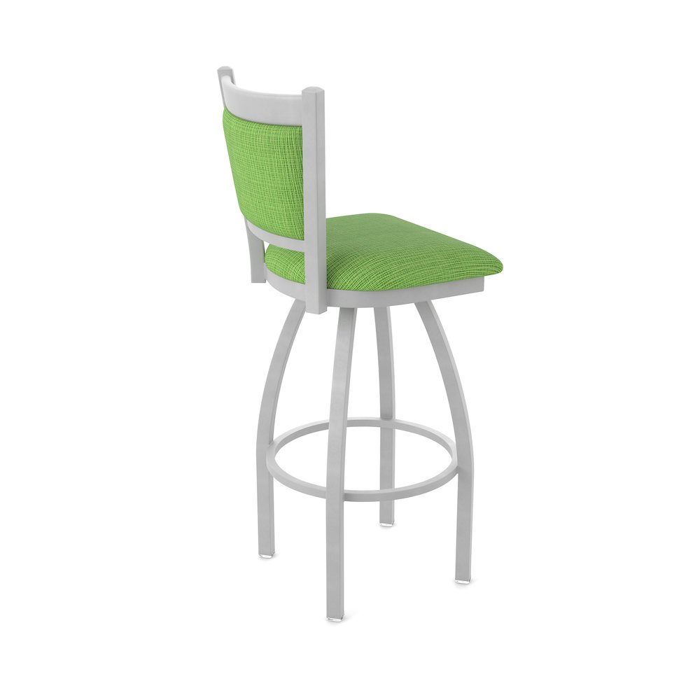 Swivel Counter Stool with Anodized Nickel Finish and Graph Parrot Seat and Back. Picture 2