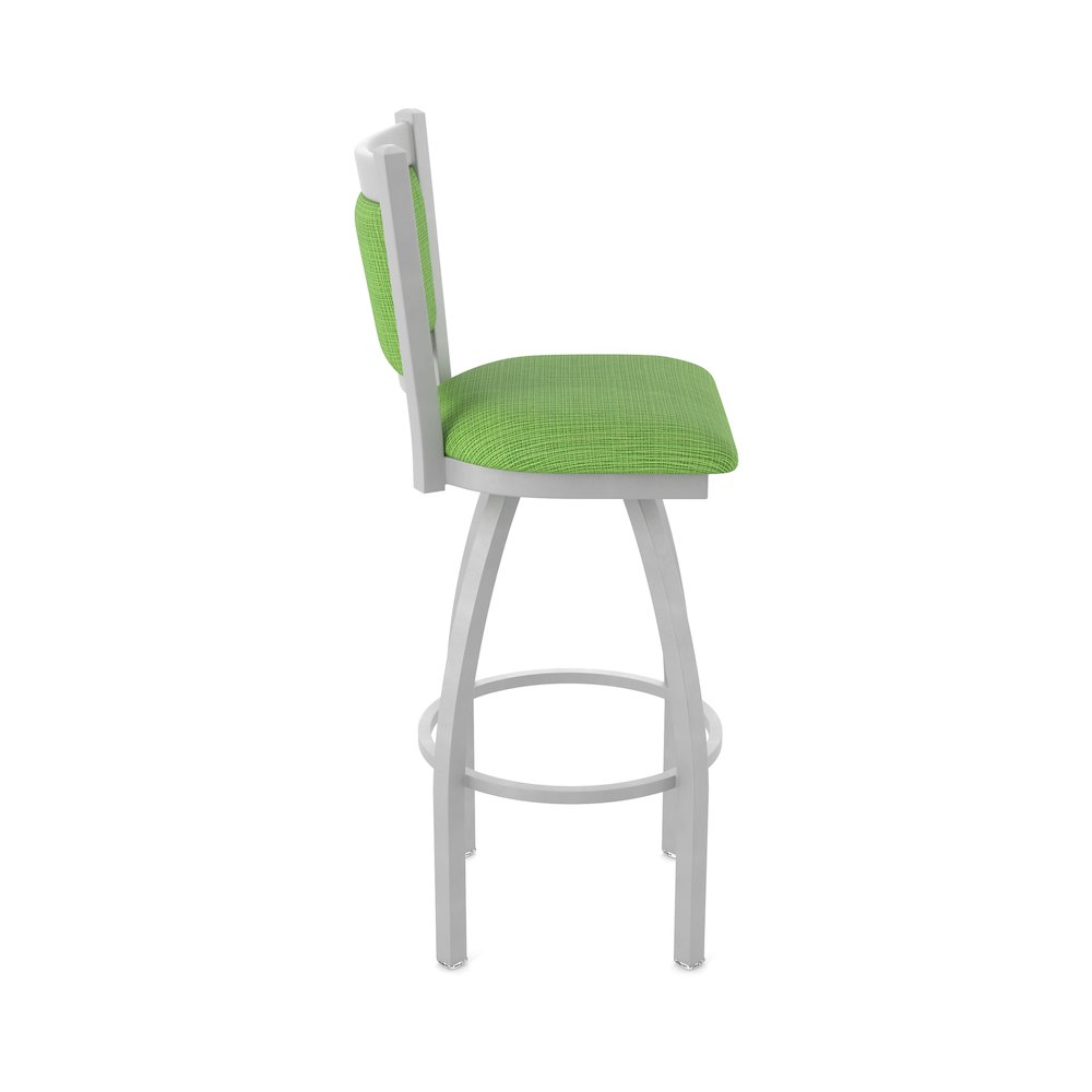 Swivel Counter Stool with Anodized Nickel Finish and Graph Parrot Seat and Back. Picture 4