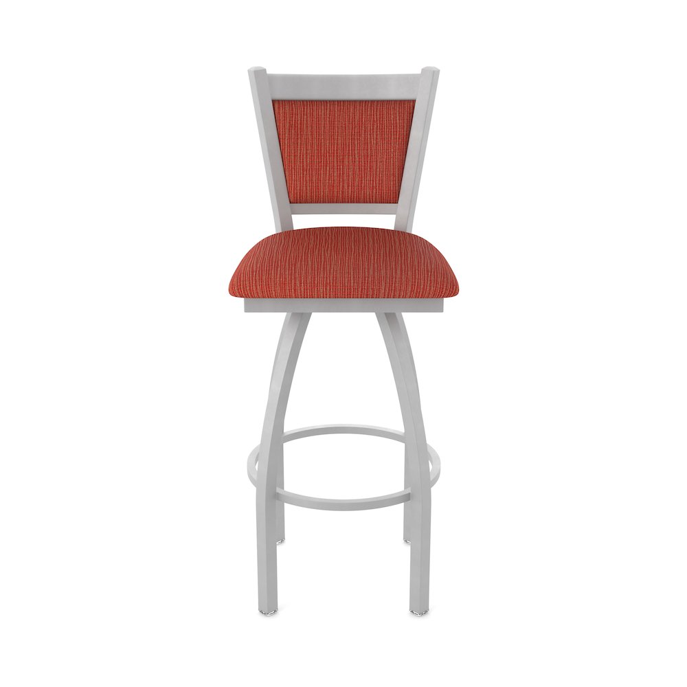Swivel Counter Stool with Anodized Nickel Finish and Graph Poppy Seat and Back. Picture 5