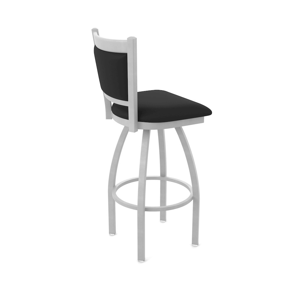 Swivel Counter Stool with Anodized Nickel Finish and Black Vinyl Seat and Back. Picture 2