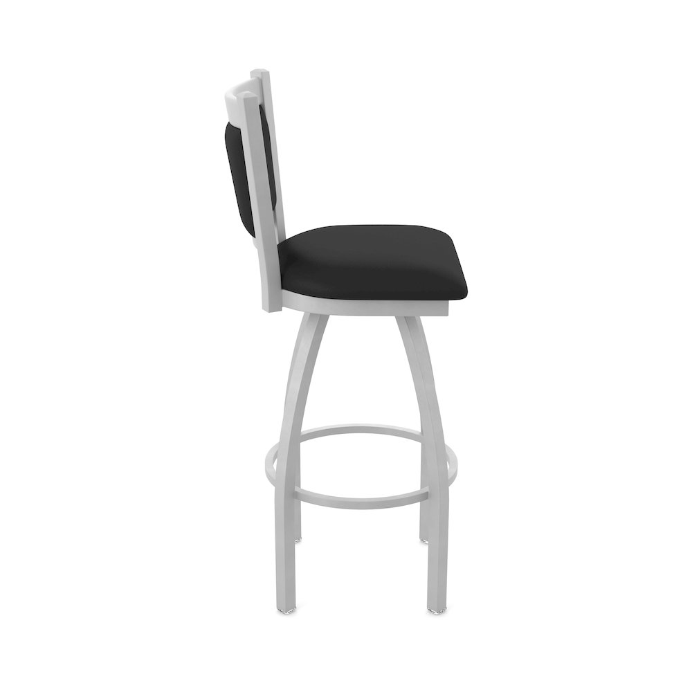 Swivel Counter Stool with Anodized Nickel Finish and Black Vinyl Seat and Back. Picture 4