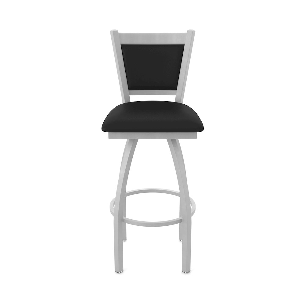 Swivel Counter Stool with Anodized Nickel Finish and Black Vinyl Seat and Back. Picture 5